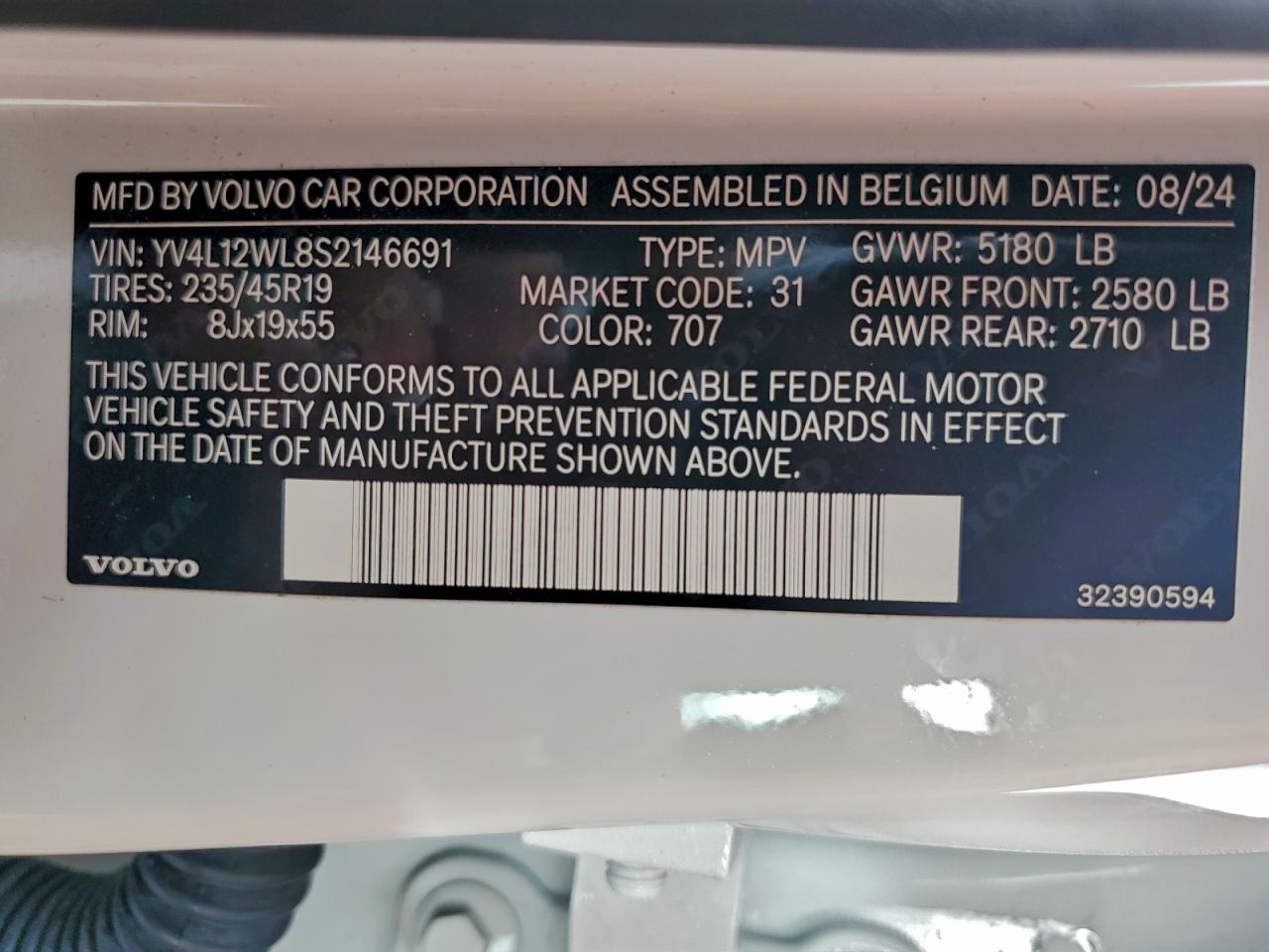 2025 Volvo V60 Cross Country Ultra VIN: YV4L12WL8S2146691 Lot: 94360195