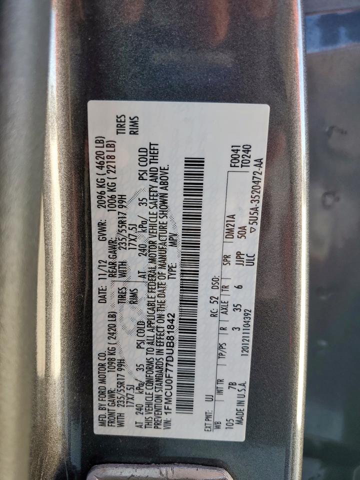 2013 Ford Escape S VIN: 1FMCU0F77DUB81842 Lot: 91608295