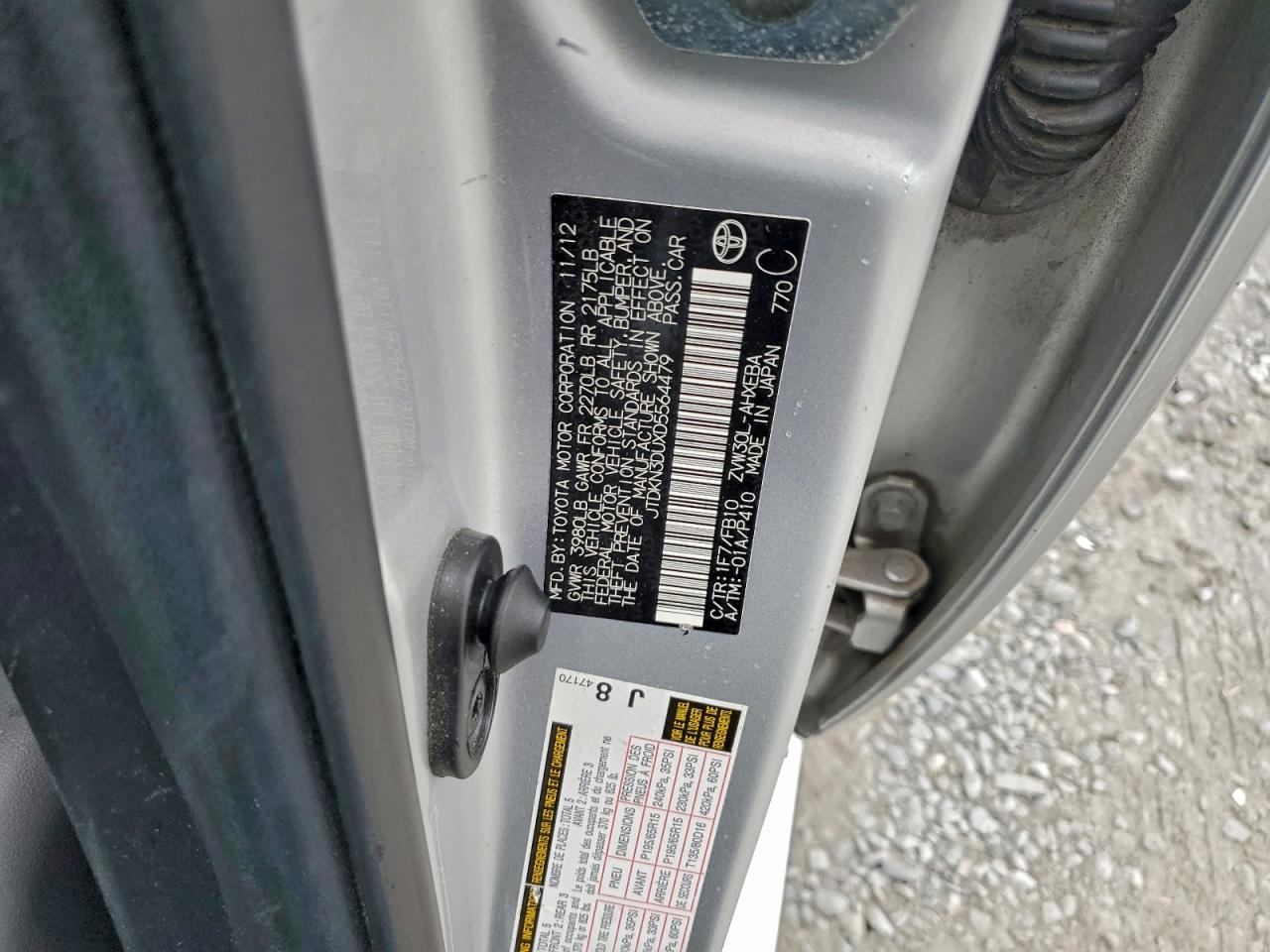 2013 Toyota Prius VIN: JTDKN3DUXD5564479 Lot: 93828875