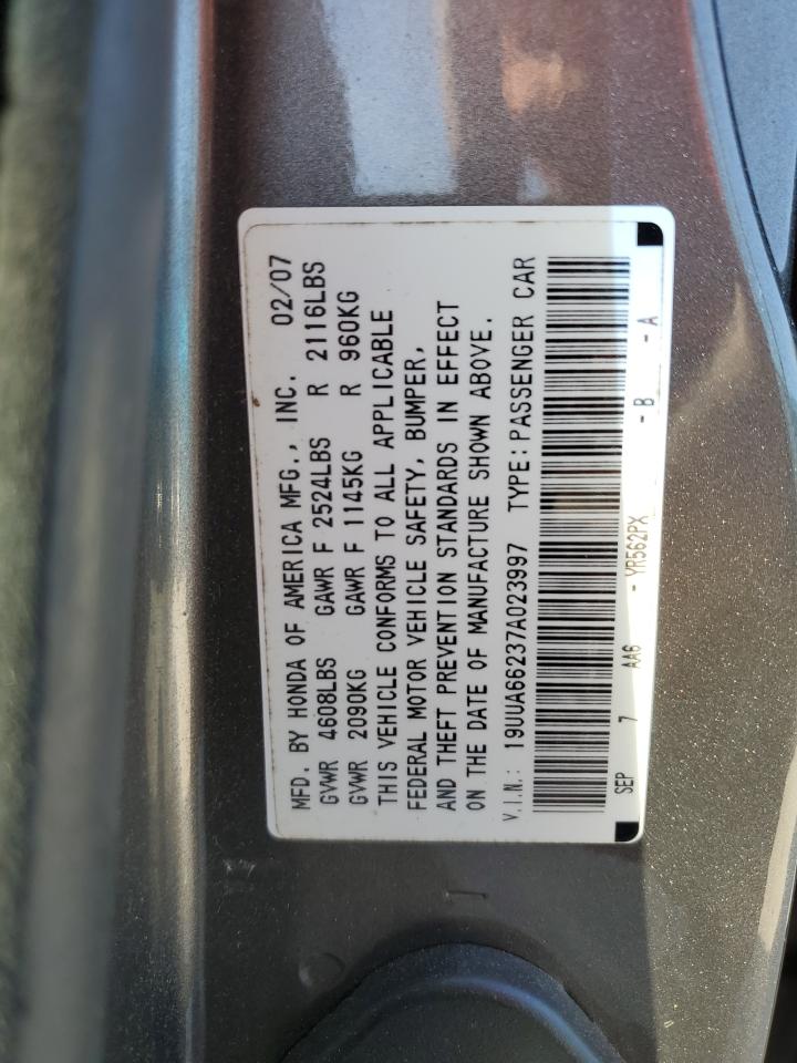2007 Acura Tl VIN: 19UUA66237A023997 Lot: 93231485