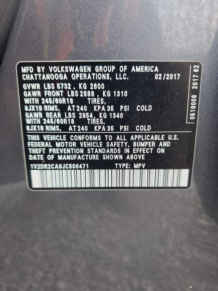 2018 Volkswagen Atlas Se VIN: 1V2DR2CA9JC500471 Lot: 92985785