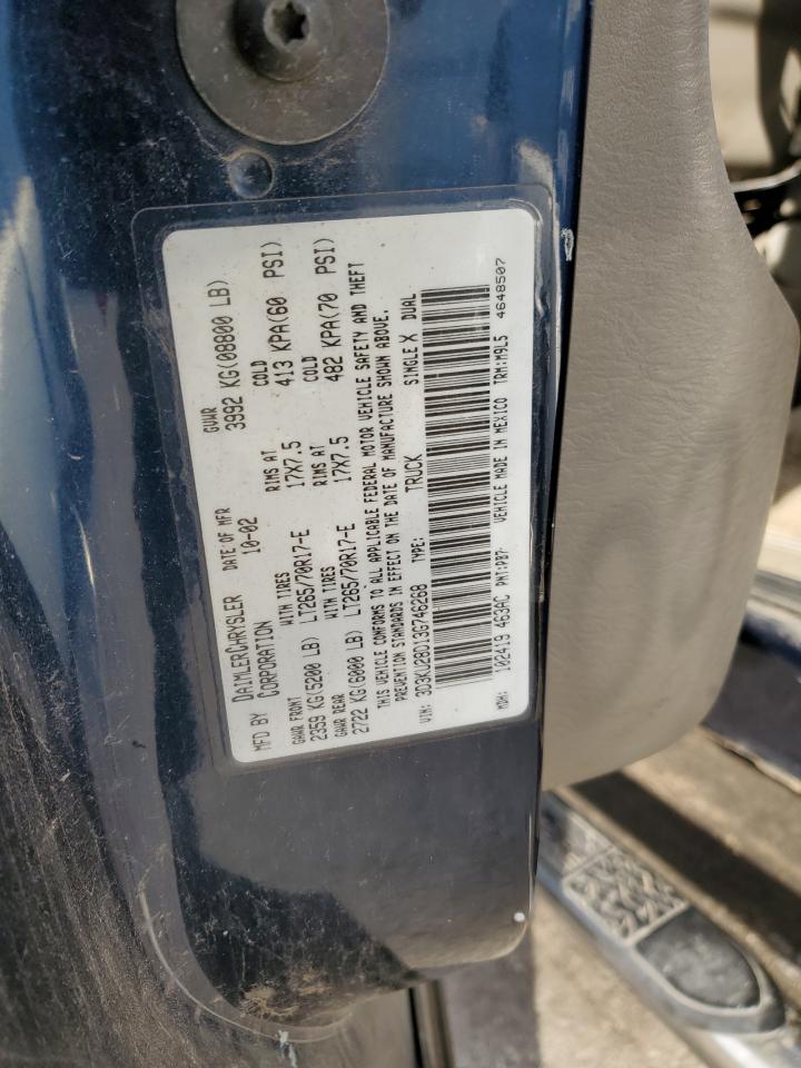 2003 Dodge Ram 2500 St VIN: 3D3KU28D13G746268 Lot: 91515015