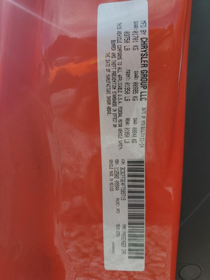 2015 Fiat 500 Electric VIN: 3C3CFFGE4FT585715 Lot: 91322935