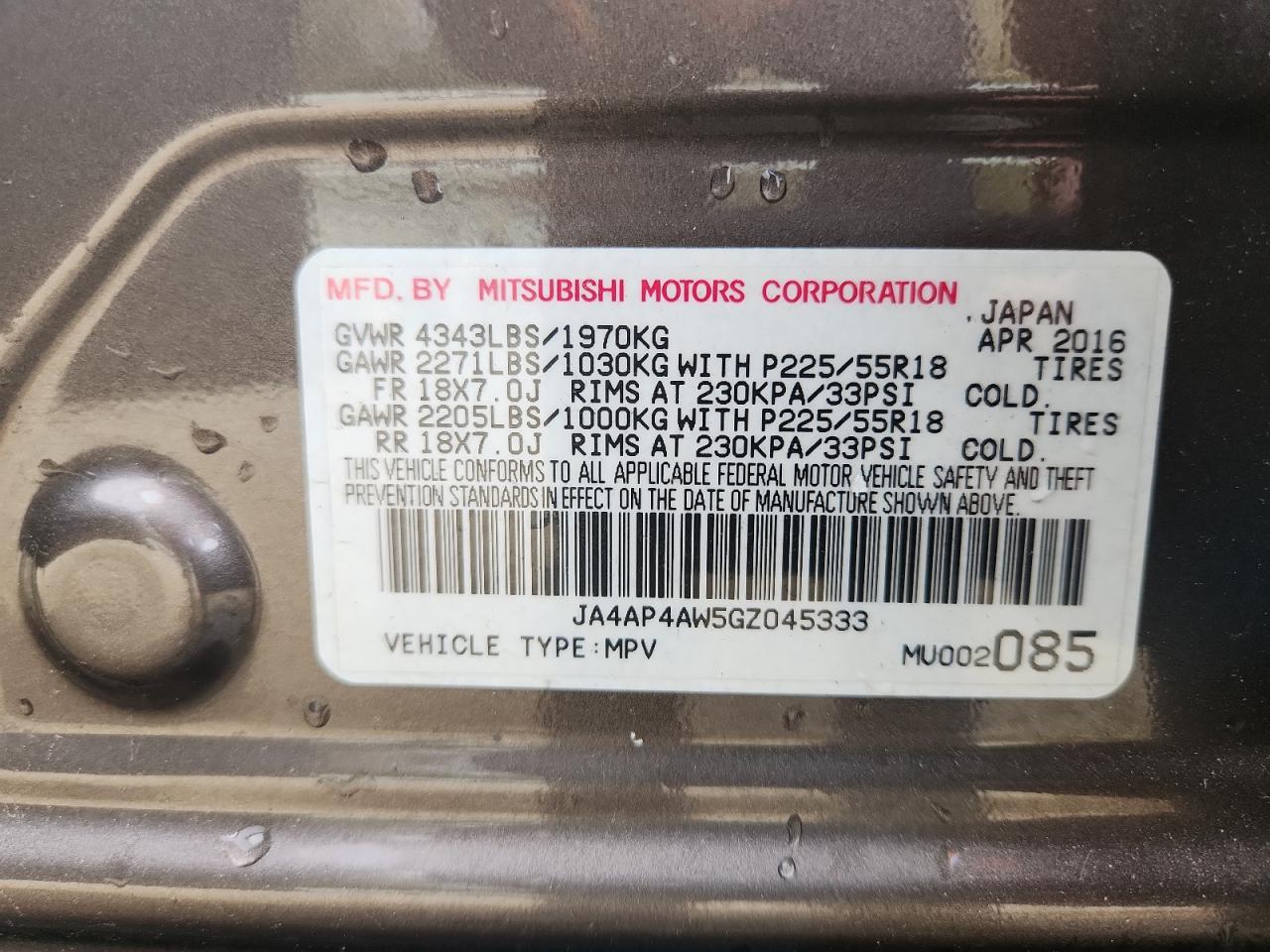 2016 Mitsubishi Outlander Sport Sel VIN: JA4AP4AW5GZ045333 Lot: 93139575