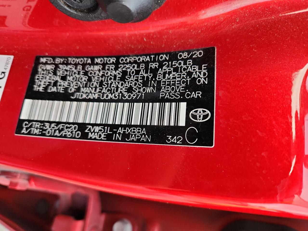 2021 Toyota Prius Special Edition VIN: JTDKAMFU0M3130971 Lot: 92476585