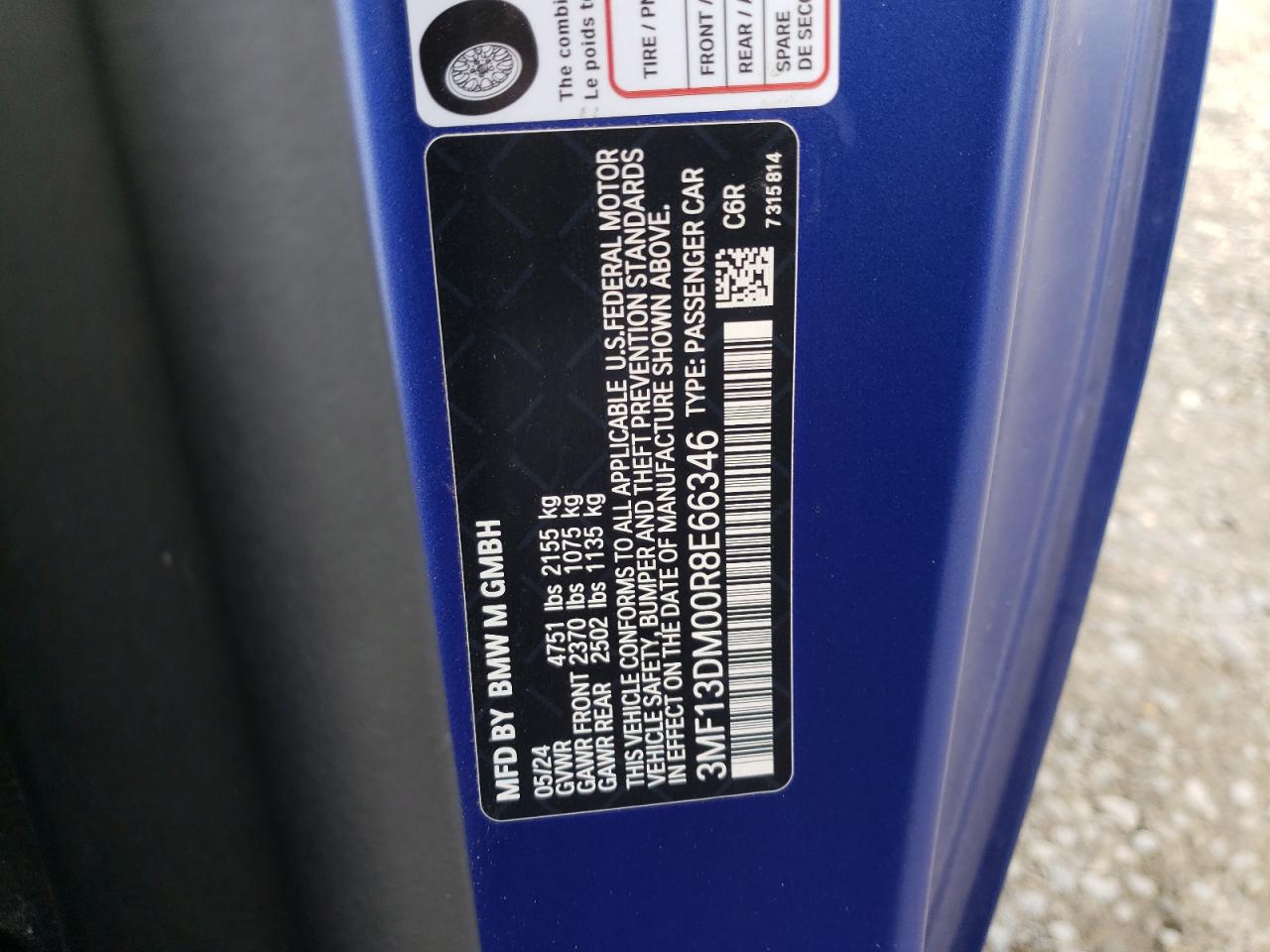 2024 BMW M2 VIN: 3MF13DM00R8E66346 Lot: 93477715