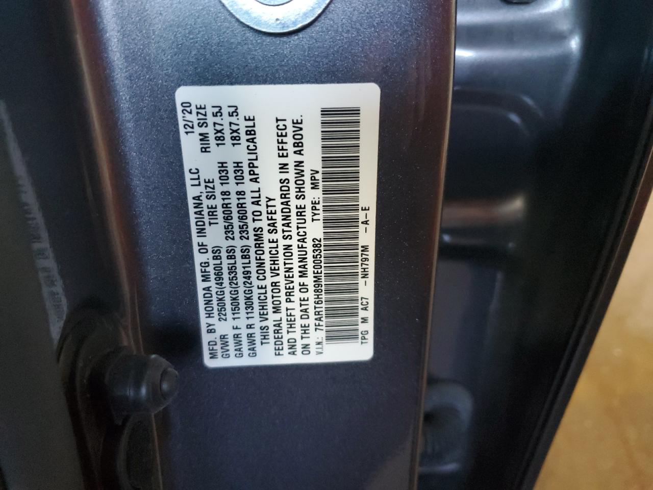2021 Honda Cr-V Exl VIN: 7FART6H89ME005382 Lot: 92703925