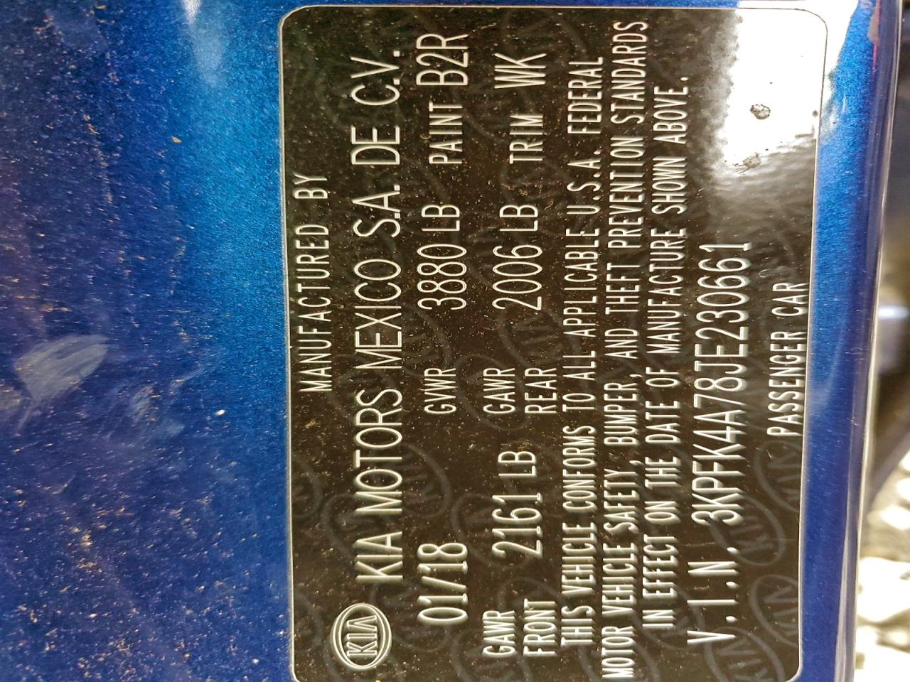 2018 Kia Forte Lx VIN: 3KPFK4A78JE230661 Lot: 93395445