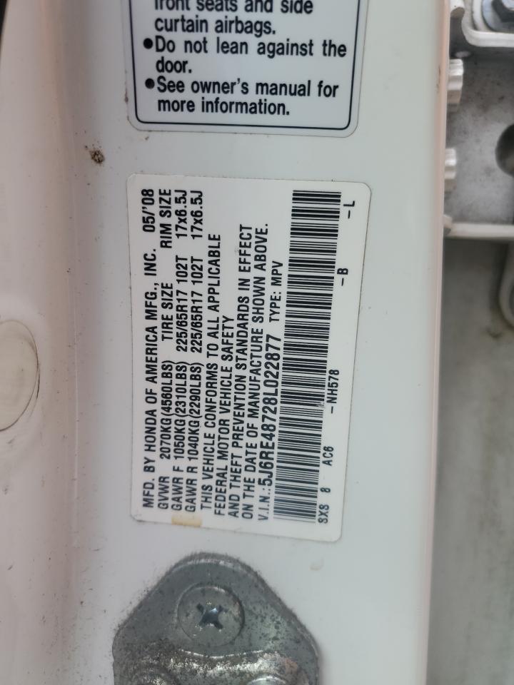 2008 Honda Cr-V Exl VIN: 5J6RE48728L022877 Lot: 90699995