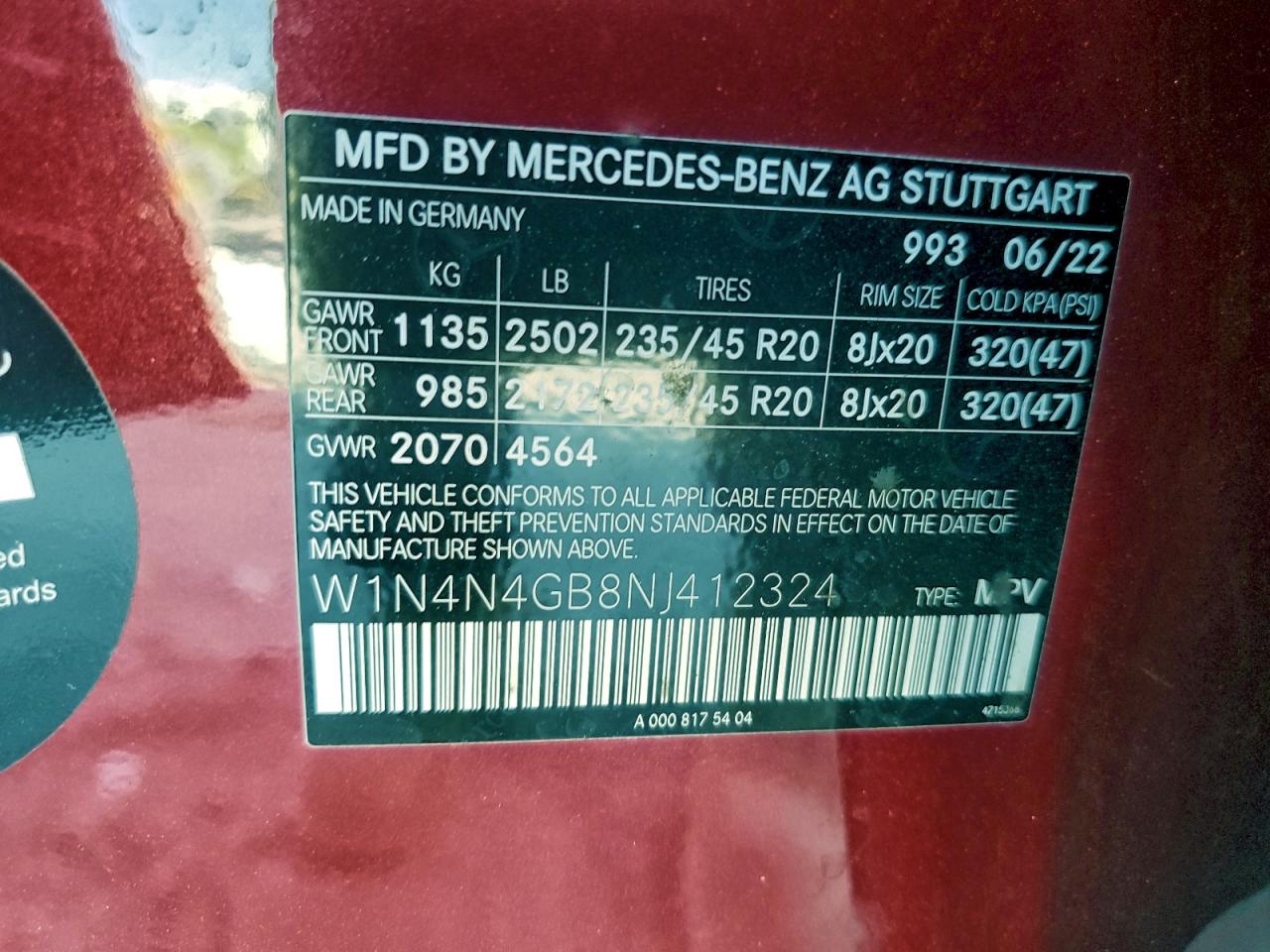 2022 Mercedes-Benz Gla 250 VIN: W1N4N4GB8NJ412324 Lot: 94183455