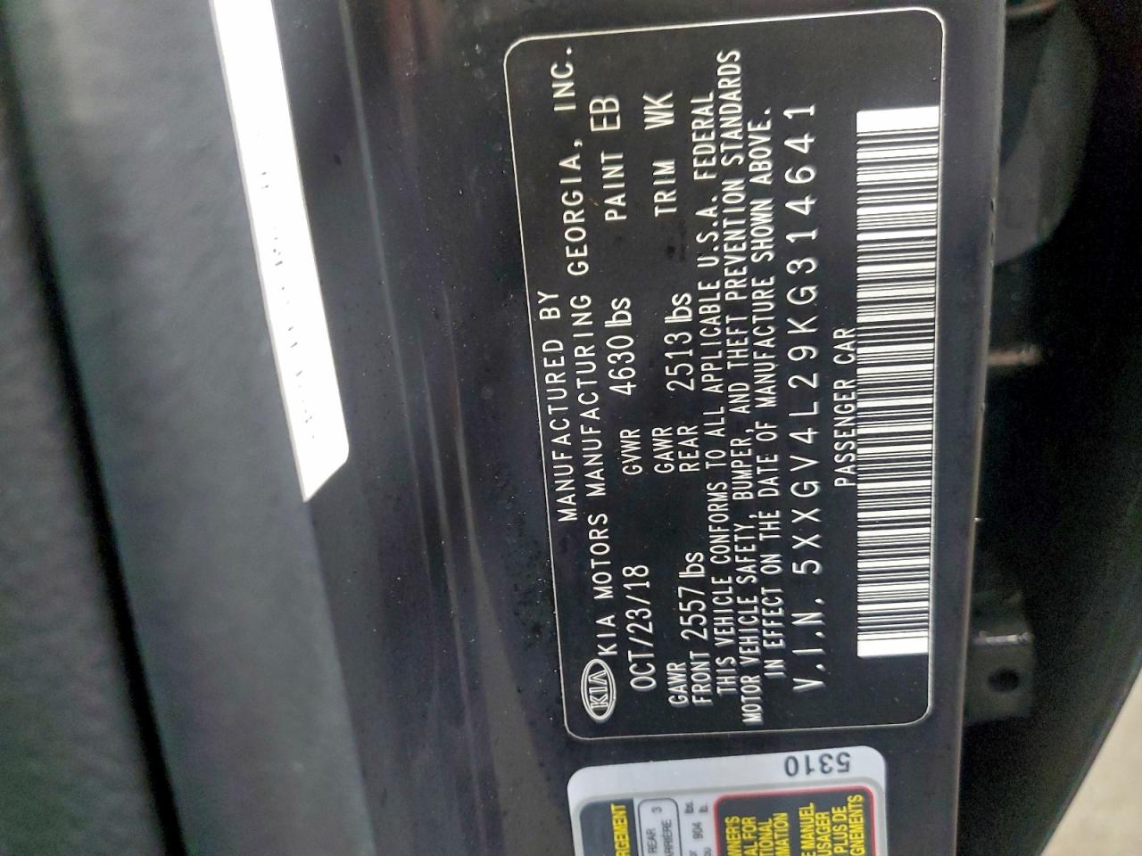 2019 Kia Optima Sxl VIN: 5XXGV4L29KG314641 Lot: 94273925