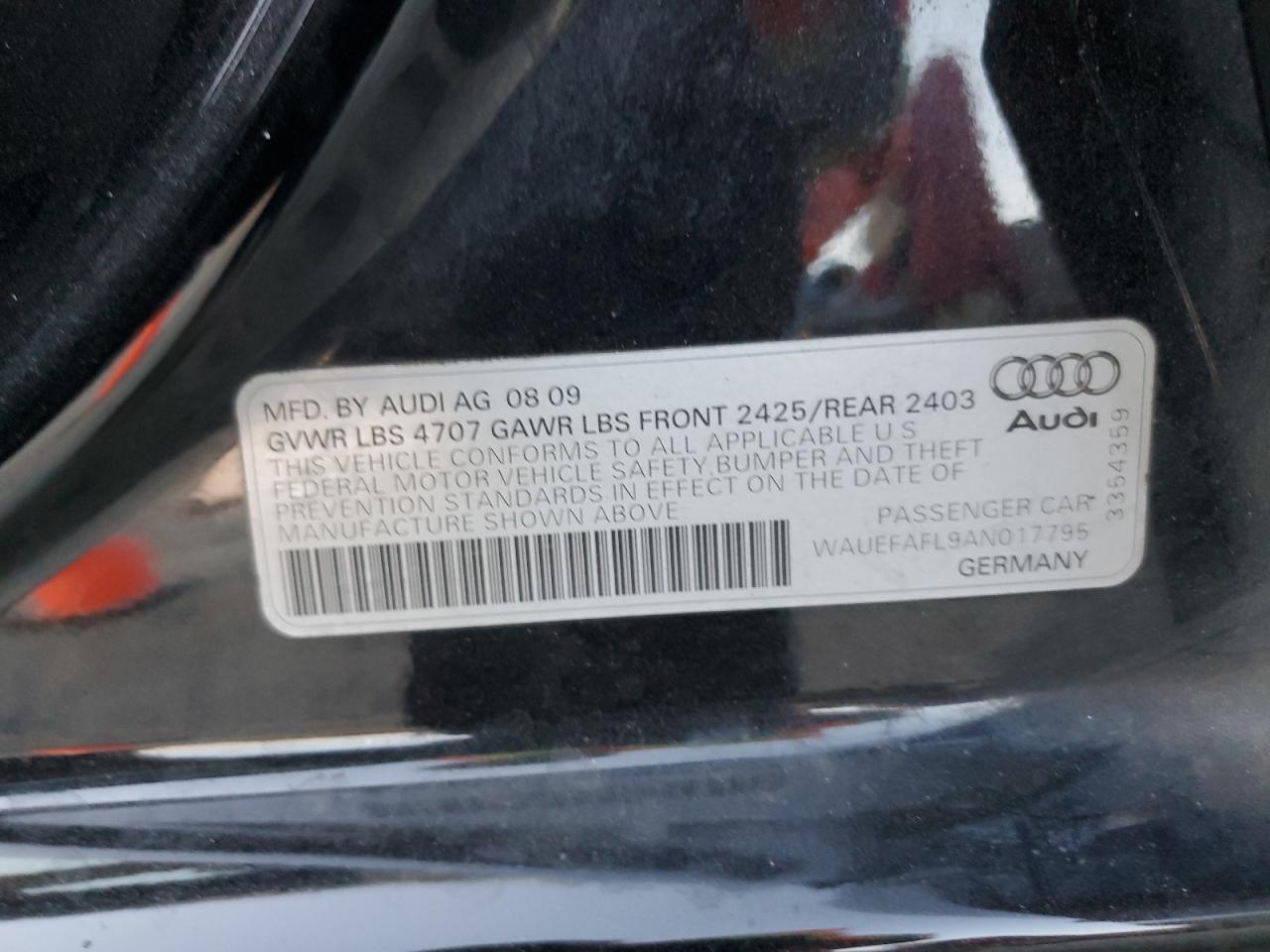 2010 Audi A4 Premium Plus VIN: WAUEFAFL9AN017795 Lot: 91845365