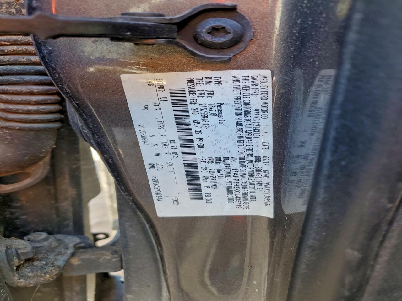 2012 Ford Focus Sel VIN: 1FAHP3H2XCL435719 Lot: 94283915