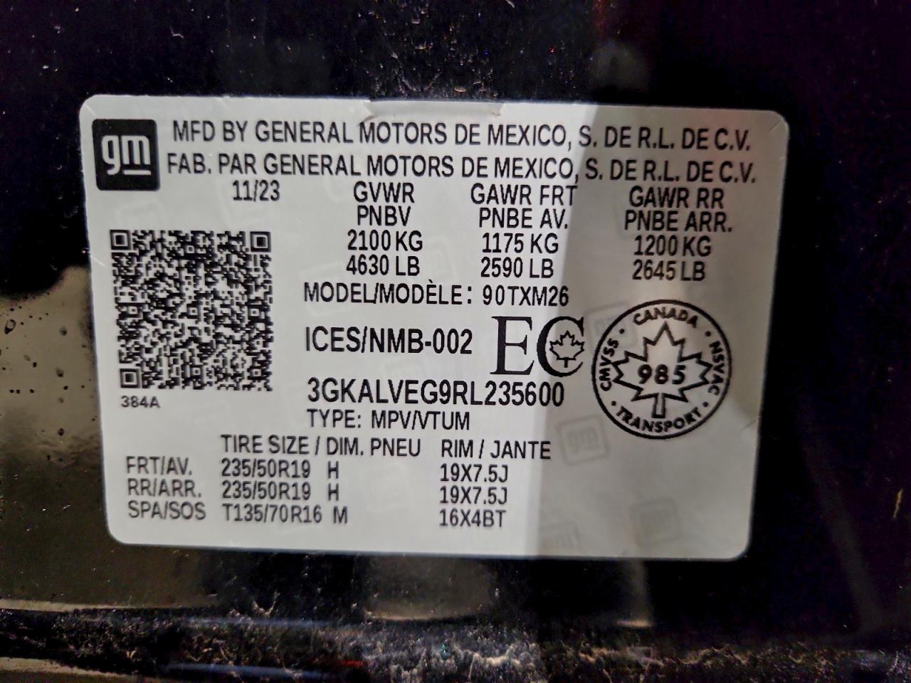 2024 GMC Terrain Slt VIN: 3GKALVEG9RL235600 Lot: 95009395