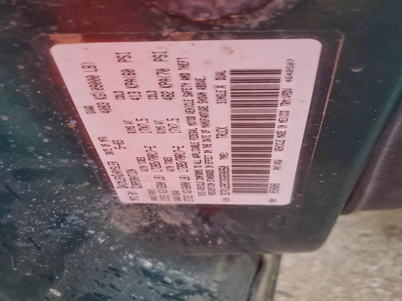 2003 Dodge Ram 2500 St VIN: 3D7KU28C33G830260 Lot: 93459705