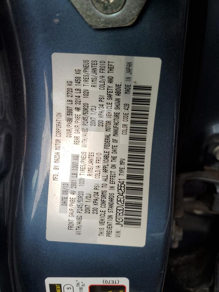 2014 Mazda Cx-9 Grand Touring VIN: JM3TB3DV2E0425541 Lot: 92016765