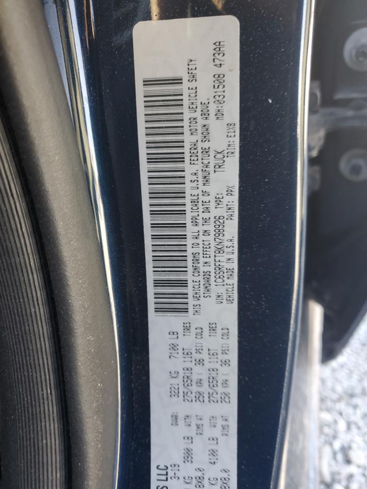 2019 Ram 1500 Big Horn/Lone Star VIN: 1C6SRFFT8KN798926 Lot: 91307865