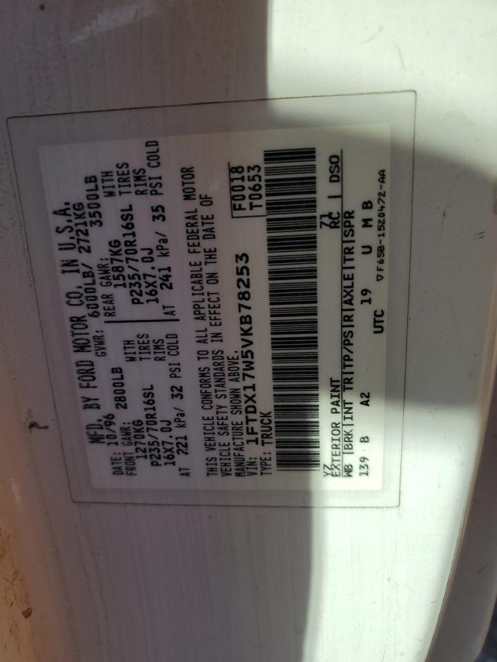 1997 Ford F150 VIN: 1FTDX17W5VKB78253 Lot: 87024415