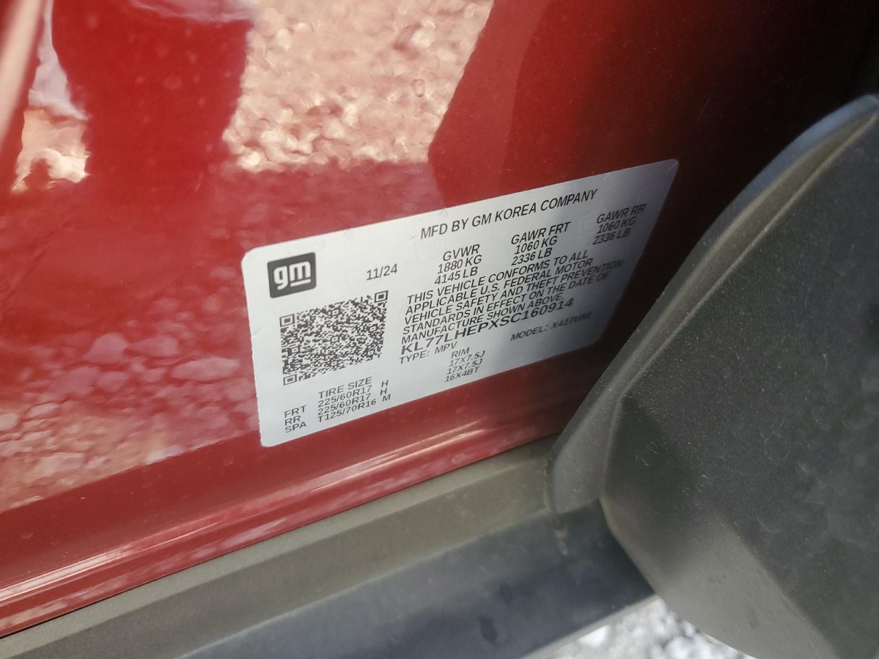 2025 Chevrolet Trax 1Lt VIN: KL77LHEPXSC160914 Lot: 90952455