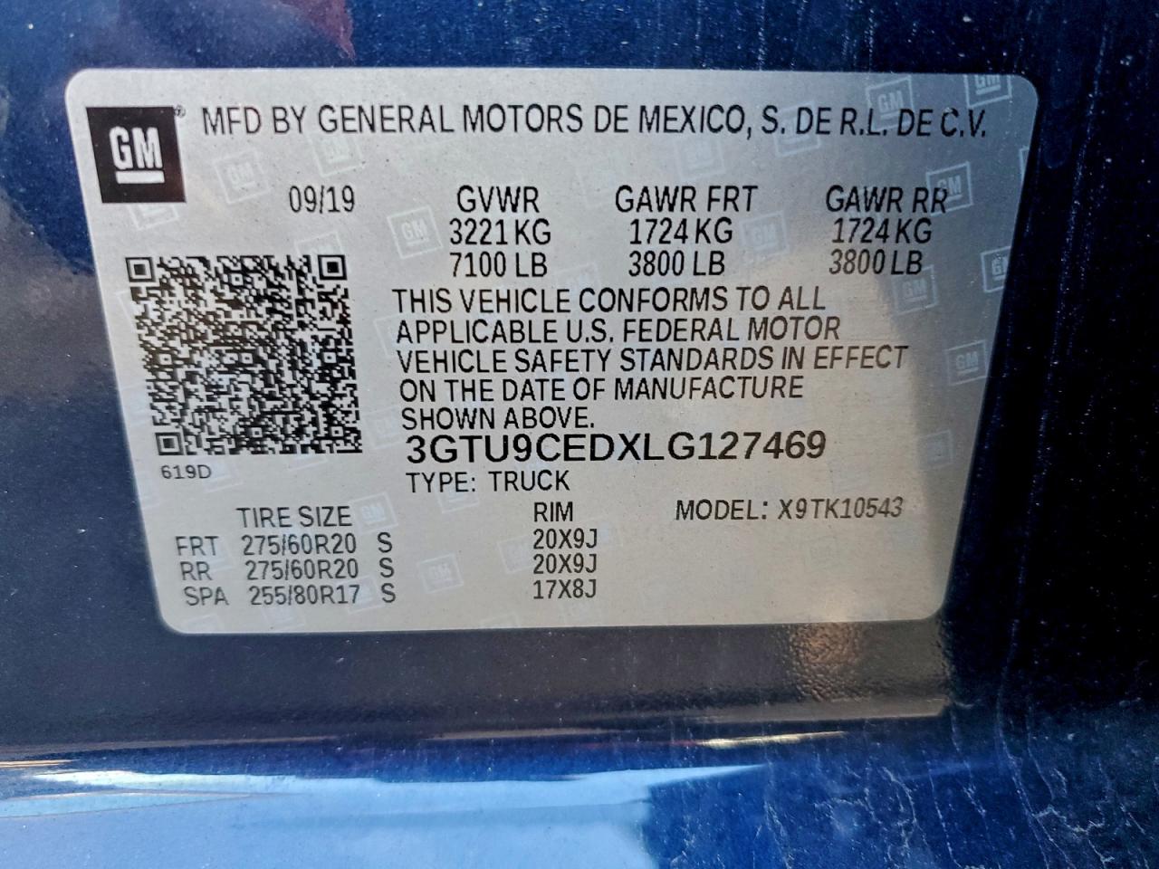 2020 GMC Sierra K1500 Elevation VIN: 3GTU9CEDXLG127469 Lot: 93181685