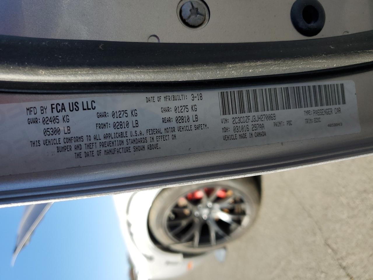 2018 Dodge Challenger R/T 392 VIN: 2C3CDZFJ3JH270069 Lot: 90879295