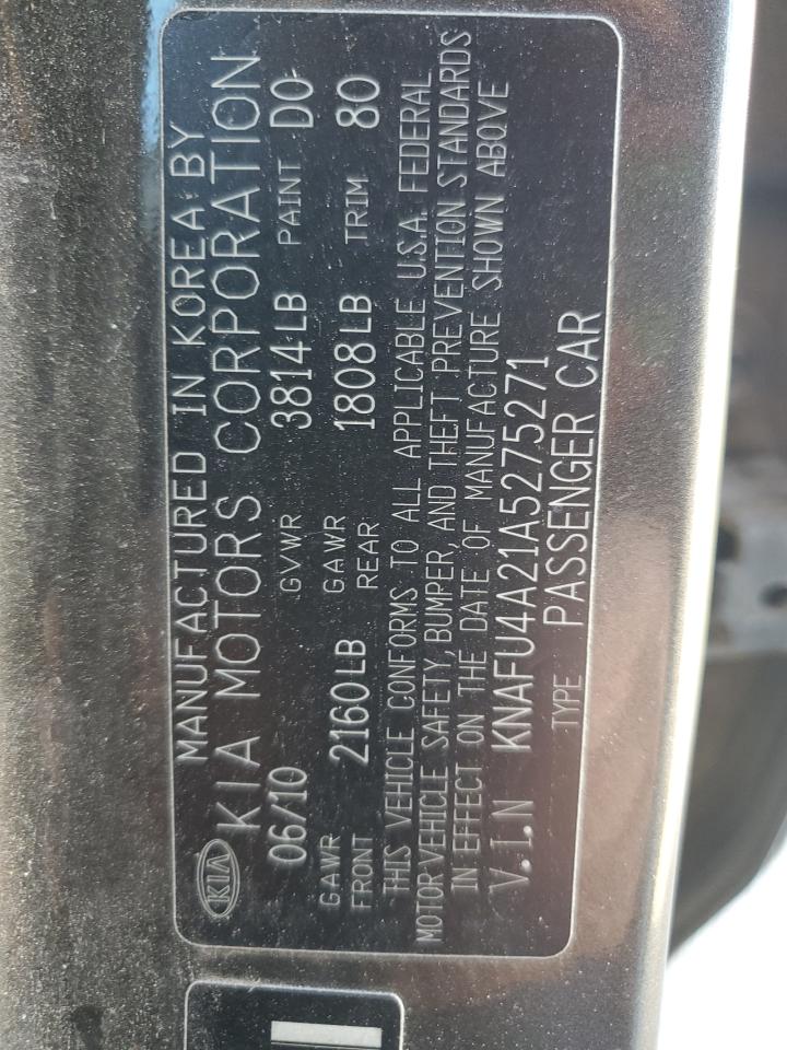 2010 Kia Forte Ex VIN: KNAFU4A21A5275271 Lot: 91613755