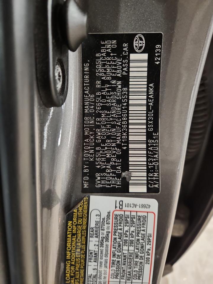 2006 Toyota Avalon Xl VIN: 4T1BK36B86U145538 Lot: 90582125