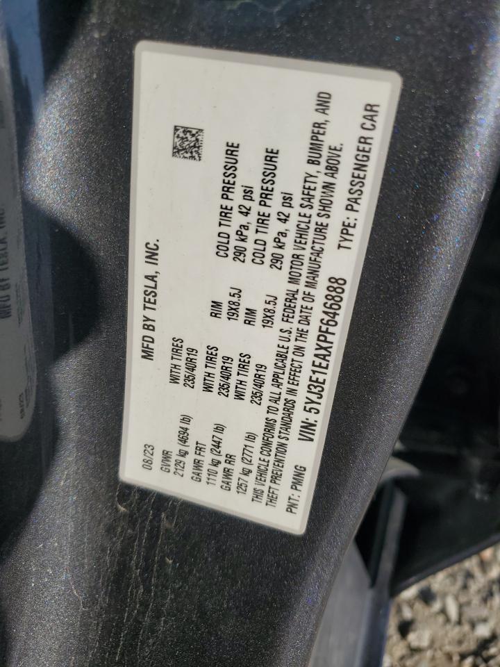 2023 Tesla Model 3 VIN: 5YJ3E1EAXPF646888 Lot: 92075945