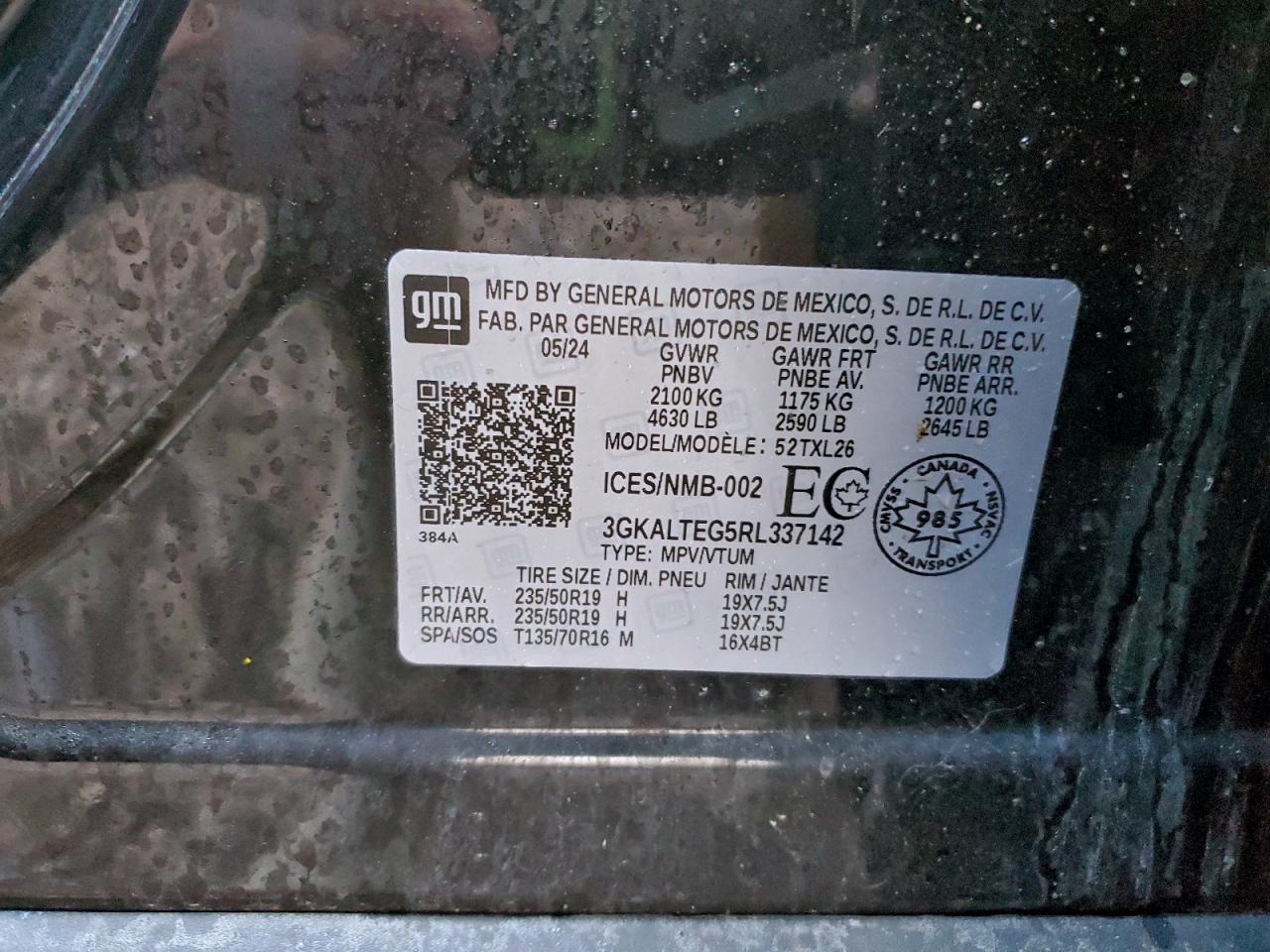 2024 GMC Terrain Sle VIN: 3GKALTEG5RL337142 Lot: 93946865