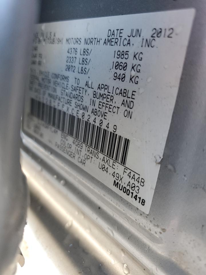 2012 Mitsubishi Galant Es VIN: 4A32B3FFXCE024049 Lot: 92018045