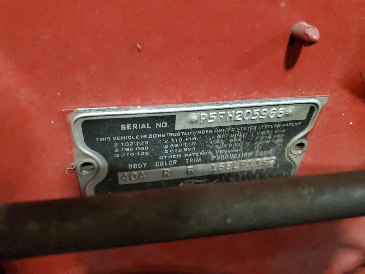 1955 Ford Thunderbir VIN: P5FH205966 Lot: 93133445