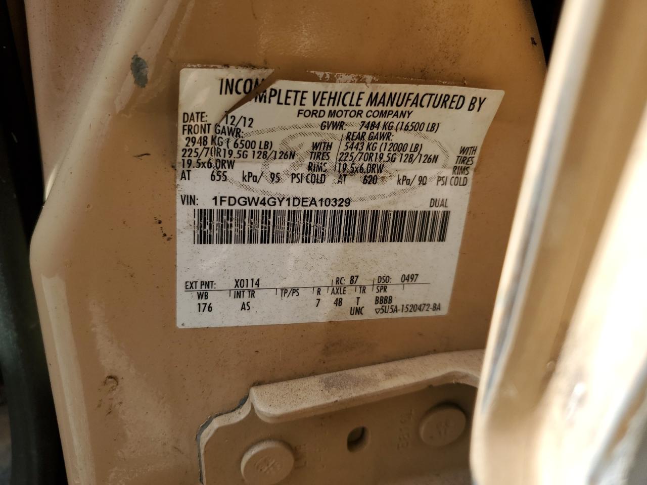 2013 Ford F450 Super Duty VIN: 1FDGW4GY1DEA10329 Lot: 90464615