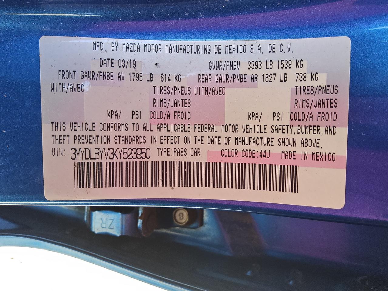 2019 Toyota Yaris L VIN: 3MYDLBYV3KY523950 Lot: 92447095