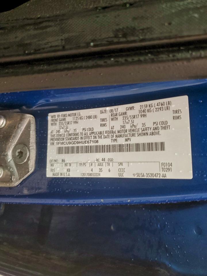 2017 Ford Escape Se VIN: 1FMCU9GD9HUE67108 Lot: 93541675