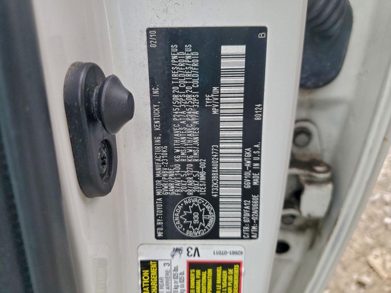 2010 Toyota Venza VIN: 4T3ZK3BBXAU024773 Lot: 93356915