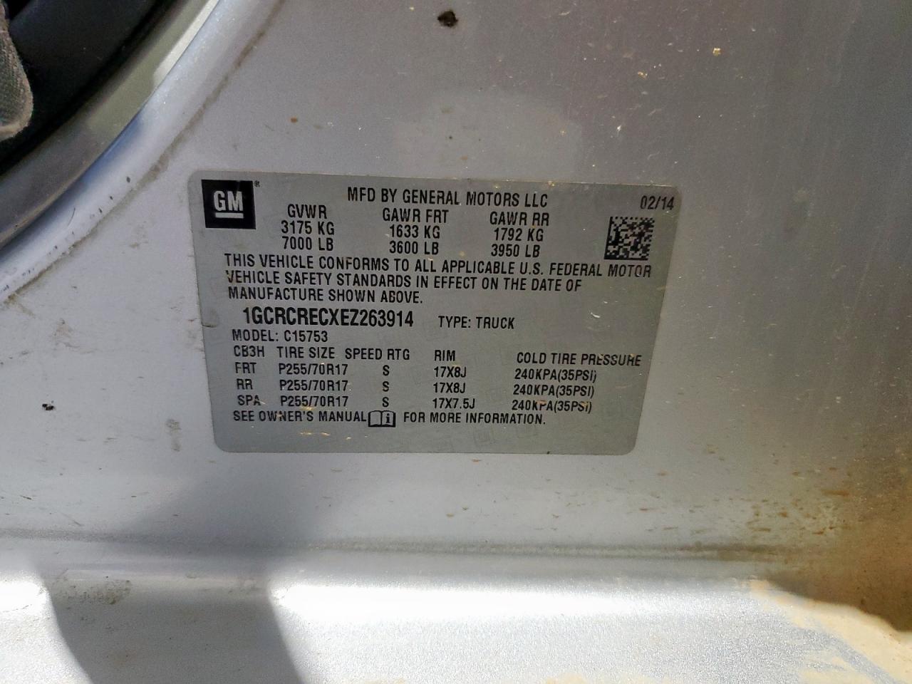 2014 Chevrolet Silverado C1500 Lt VIN: 1GCRCRECXEZ263914 Lot: 92225255