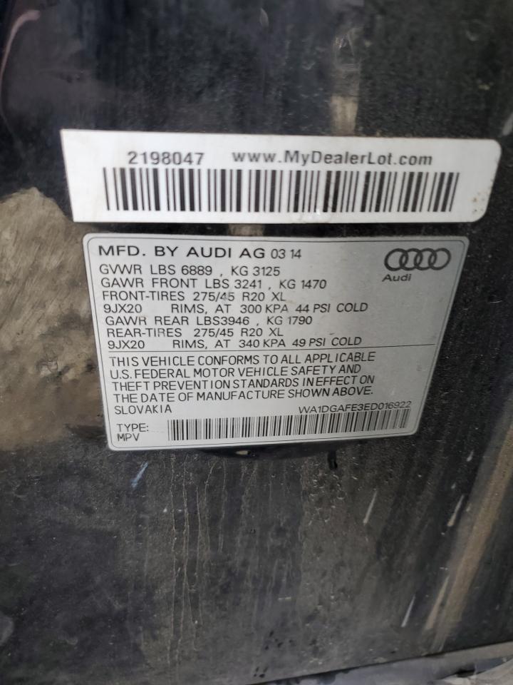 2014 Audi Q7 Prestige VIN: WA1DGAFE3ED016922 Lot: 91480395