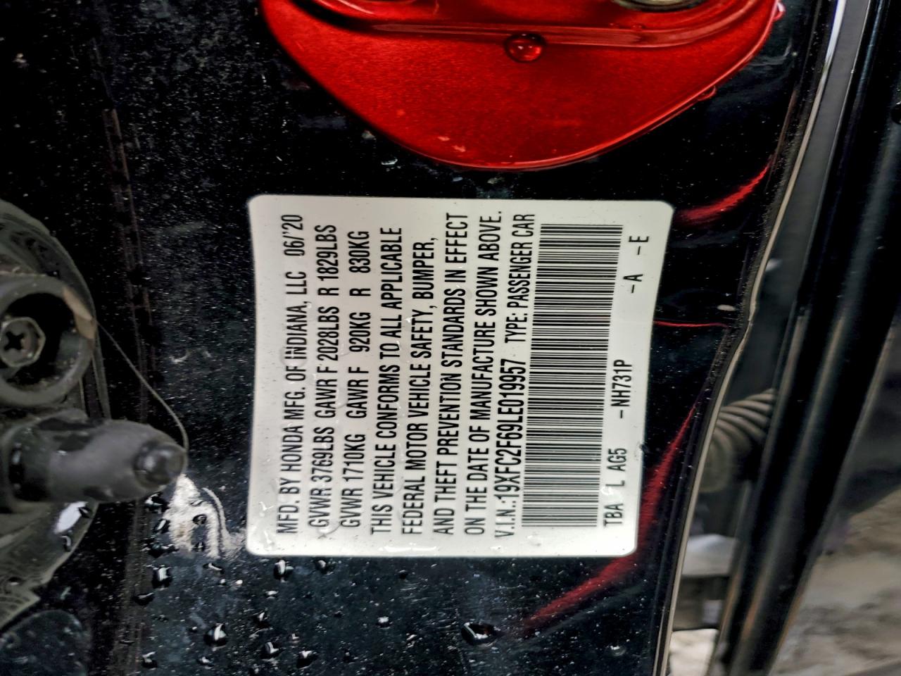 2020 Honda Civic Lx VIN: 19XFC2F69LE019957 Lot: 94039515