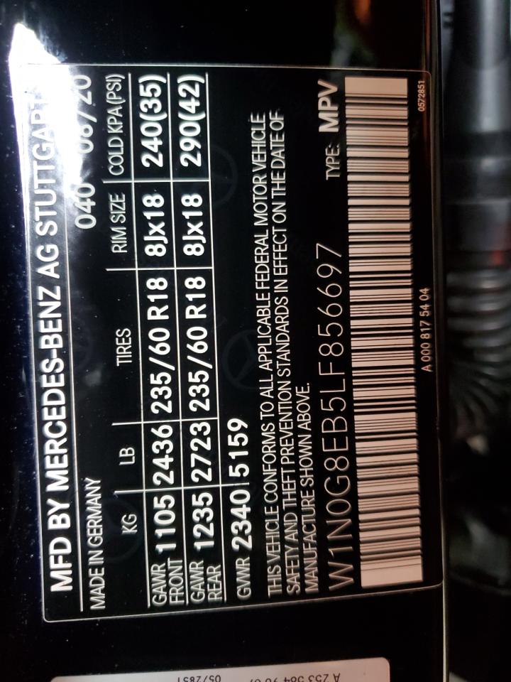 2020 Mercedes-Benz Glc 300 4Matic VIN: W1N0G8EB5LF856697 Lot: 93897755