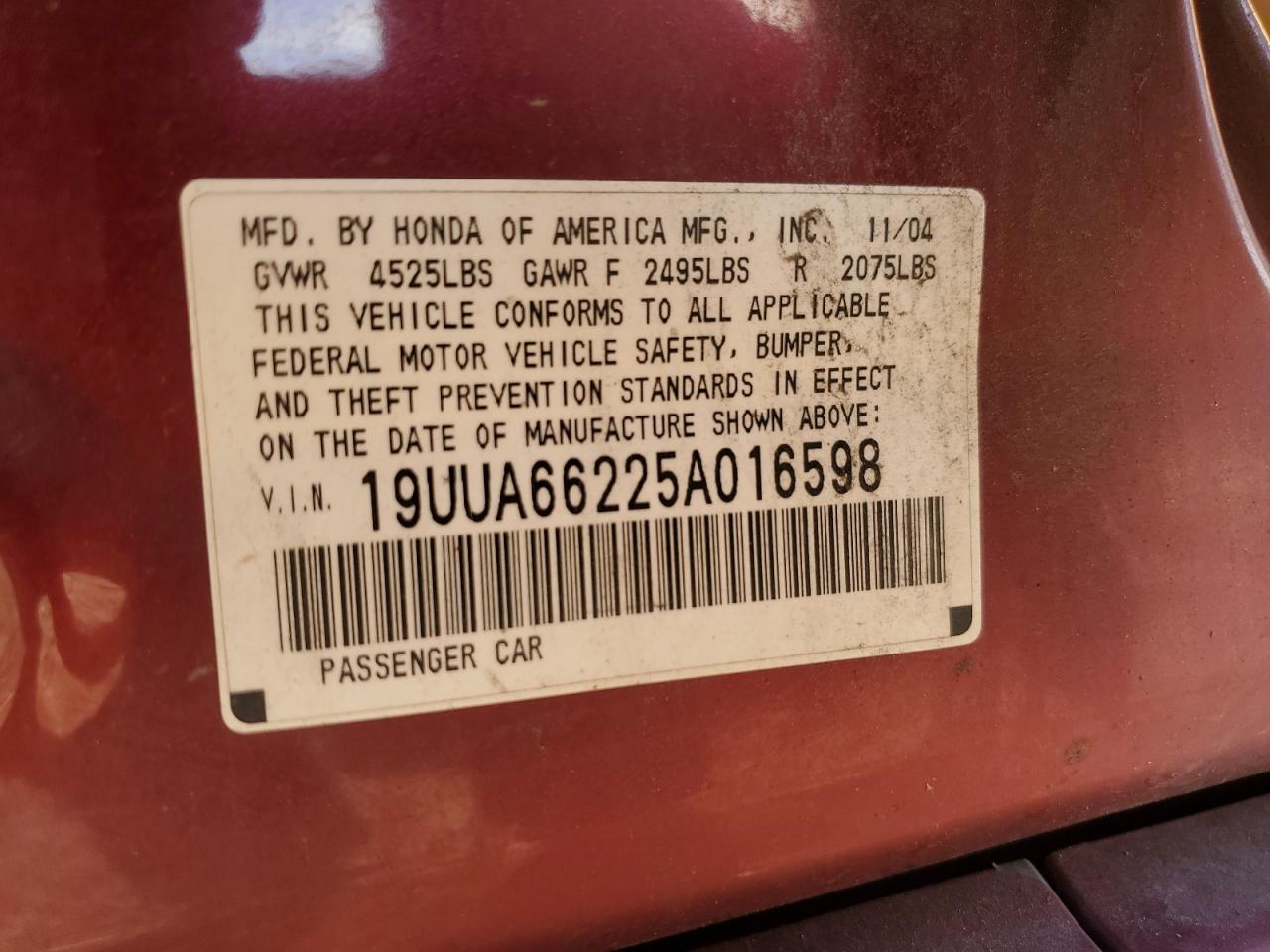 2005 Acura Tl VIN: 19UUA66225A016598 Lot: 91488435