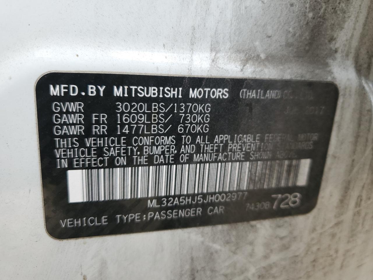 2018 Mitsubishi Mirage Gt VIN: ML32A5HJ5JH002977 Lot: 91318895