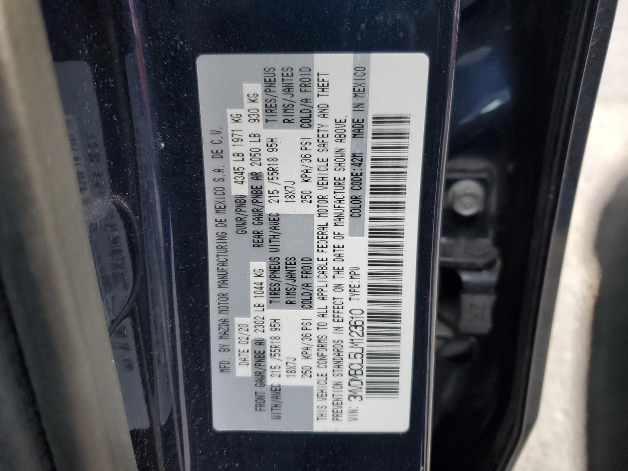 2020 Mazda Cx-30 Select VIN: 3MVDMBCL5LM123610 Lot: 91739075