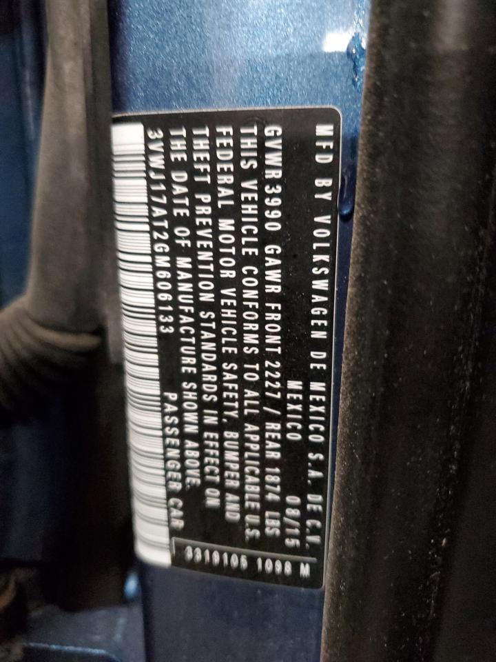 2016 Volkswagen Beetle Se VIN: 3VWJ17AT2GM606133 Lot: 91109365