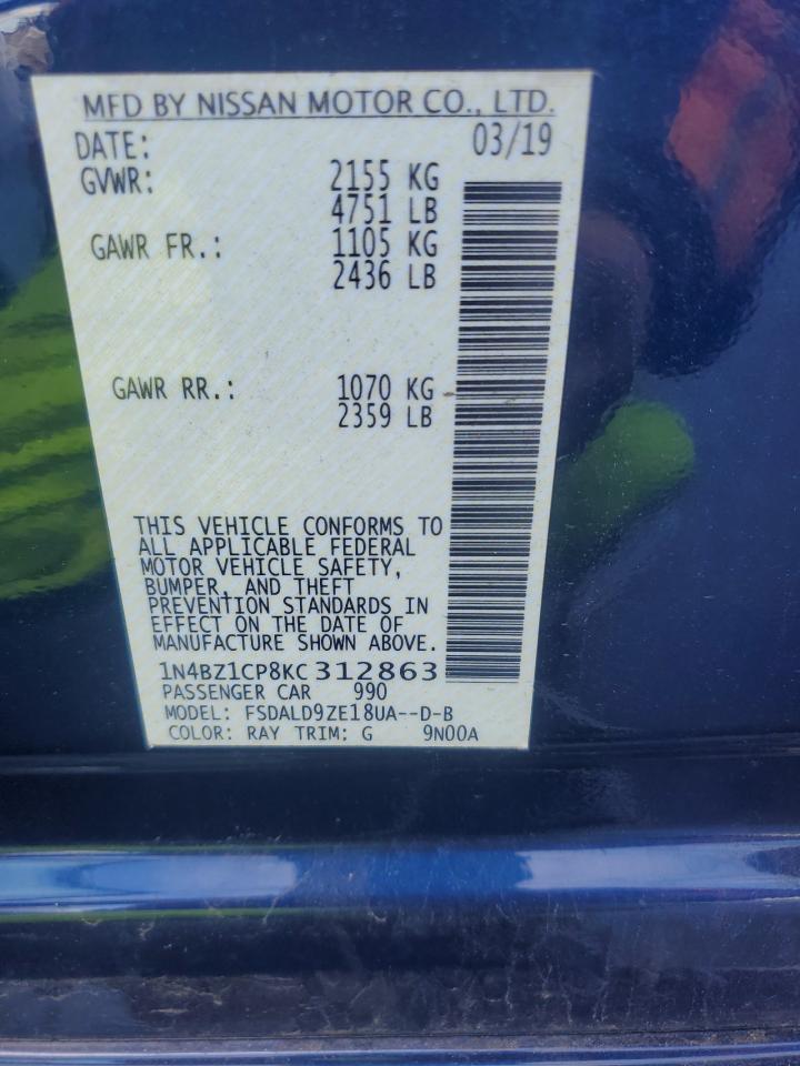 2019 Nissan Leaf S Plus VIN: 1N4BZ1CP8KC312863 Lot: 93231595