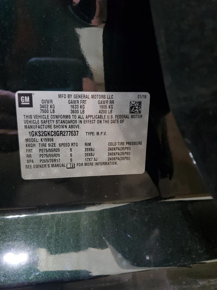 2016 GMC Yukon Xl K1500 Slt VIN: 1GKS2GKC8GR277637 Lot: 91558155