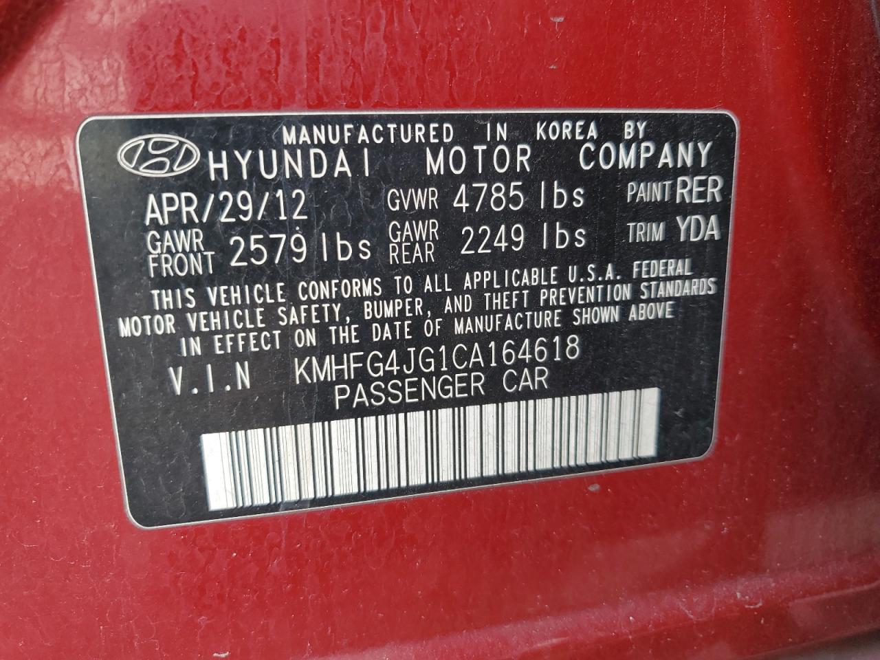 2012 Hyundai Azera Gls VIN: KMHFG4JG1CA164618 Lot: 91784935