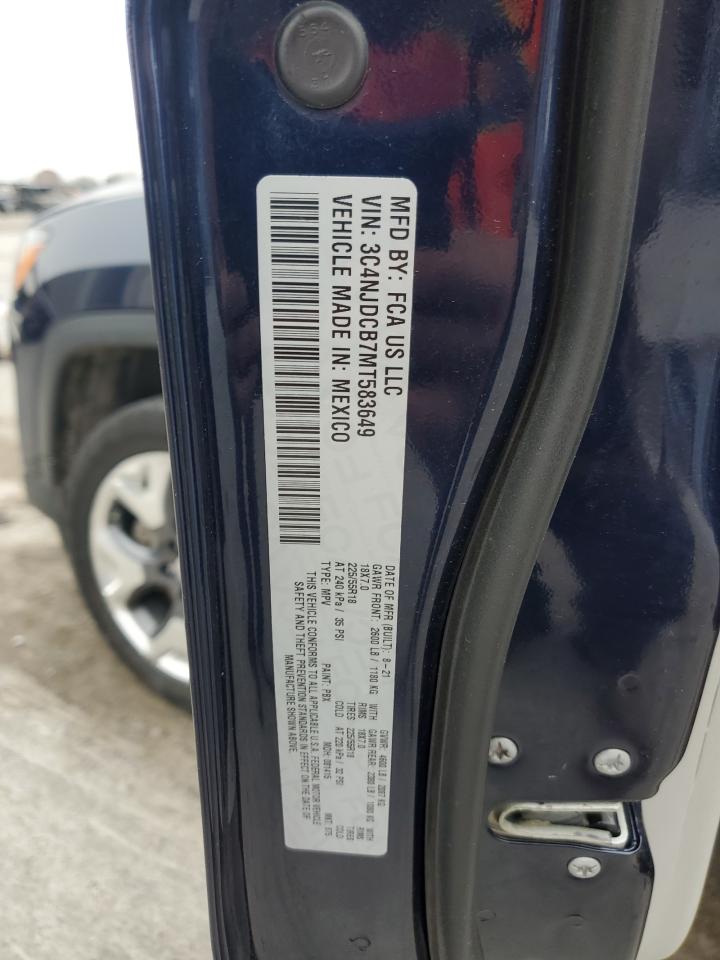 2021 Jeep Compass Limited VIN: 3C4NJDCB7MT583649 Lot: 92646095