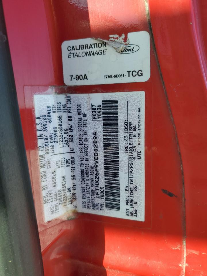 1997 Ford F250 VIN: 1FTHX26F9VED02094 Lot: 92895755