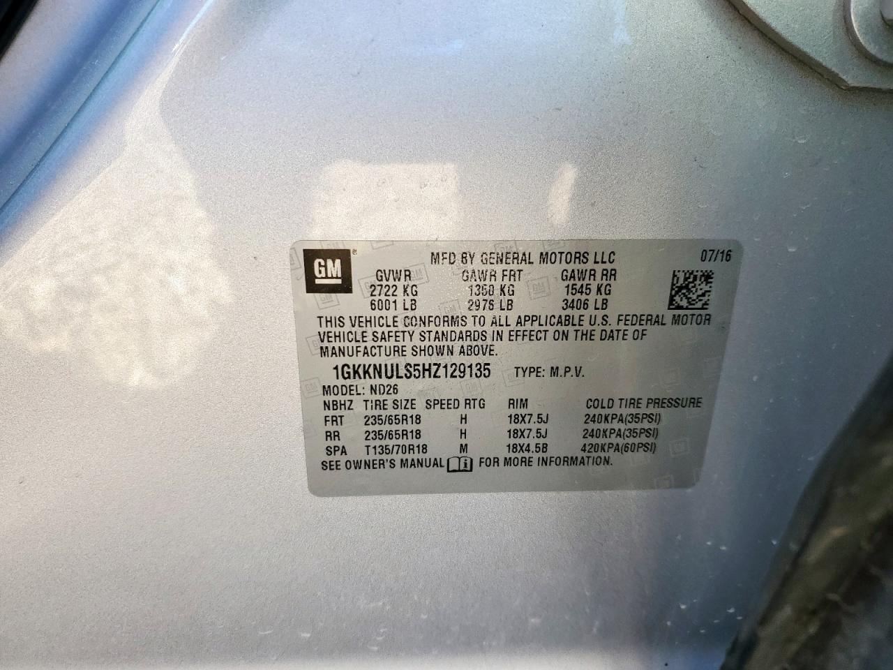 2017 GMC Acadia Slt-1 VIN: 1GKKNULS5HZ129135 Lot: 91993255