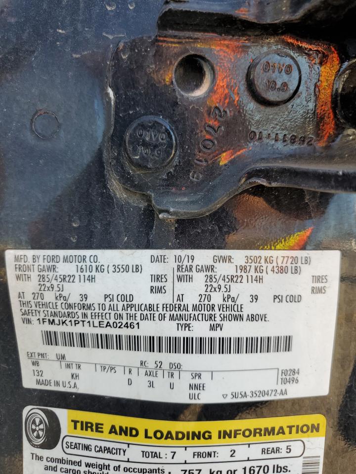 2020 Ford Expedition Max King Ranch VIN: 1FMJK1PT1LEA02461 Lot: 91653745